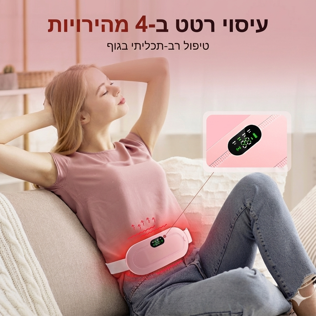 חגורת חימום לבטן לכאבי מחזור