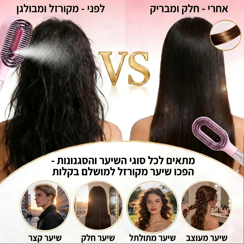 BrushFlow – מברשת שיער עם ריסוס מובנה להתרת קשרים