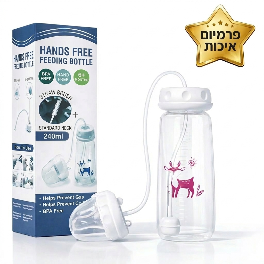 FeedEase Pro – בקבוק האכלה חכם לתינוק עם צינור גמיש