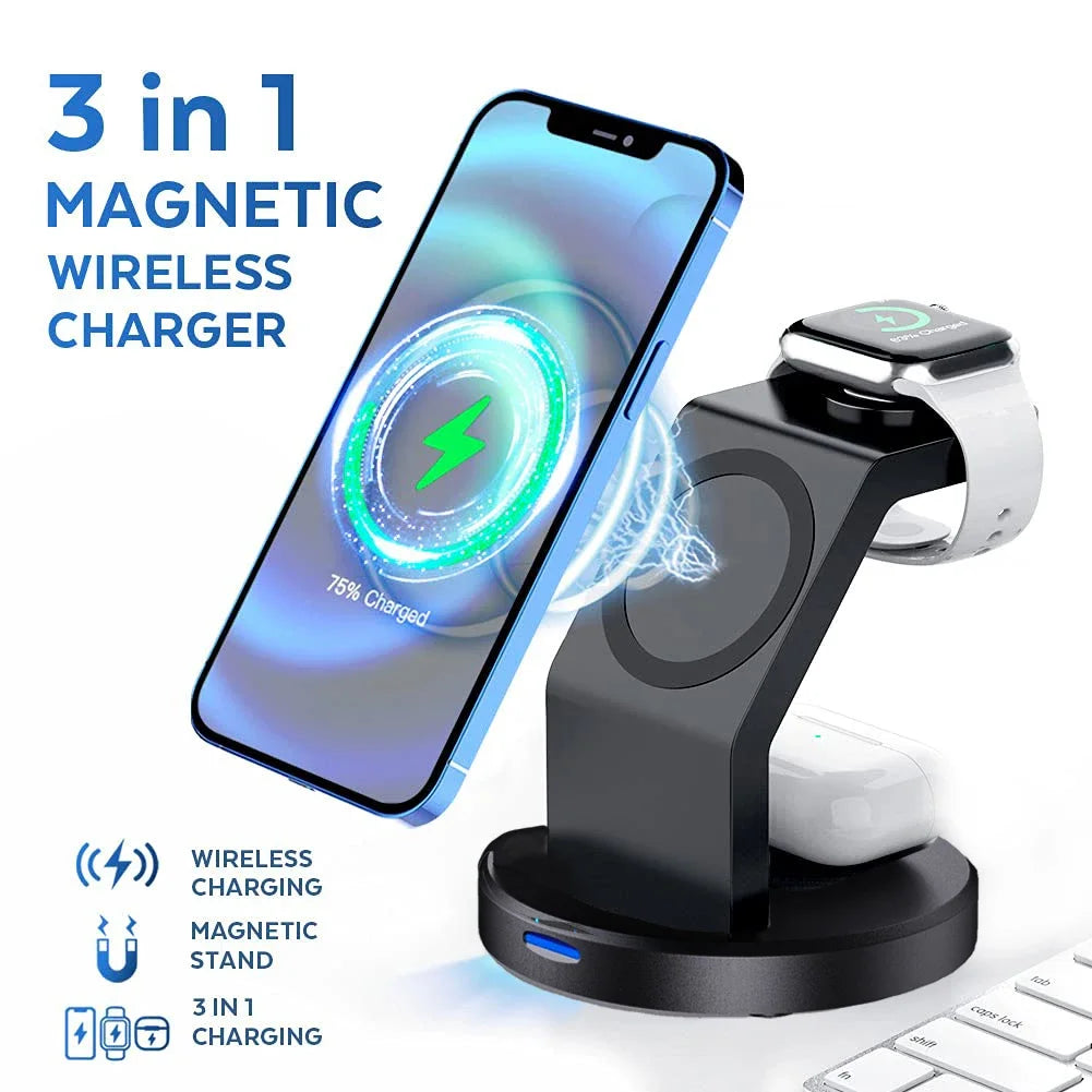 תחנת טעינה מגנטית לשלושה מכשירים TrioCharge