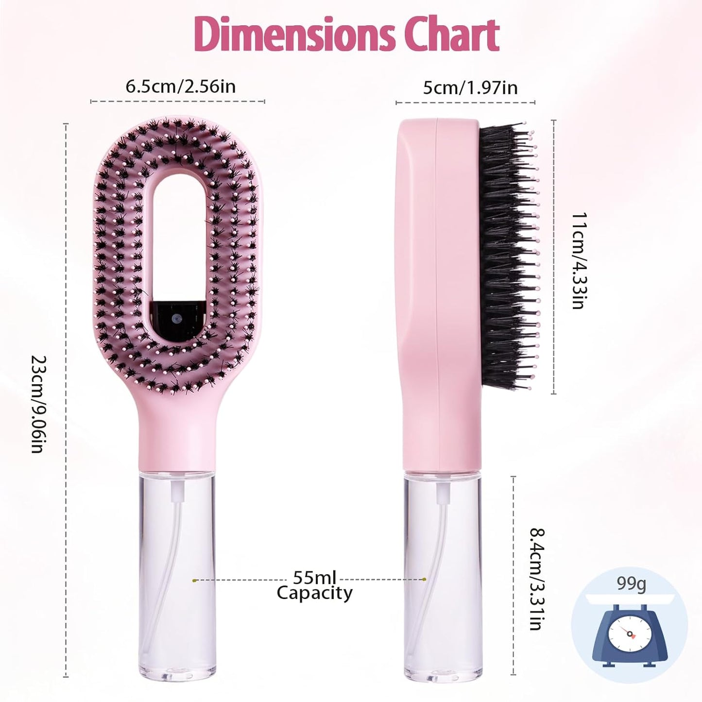 BrushFlow – מברשת שיער עם ריסוס מובנה להתרת קשרים